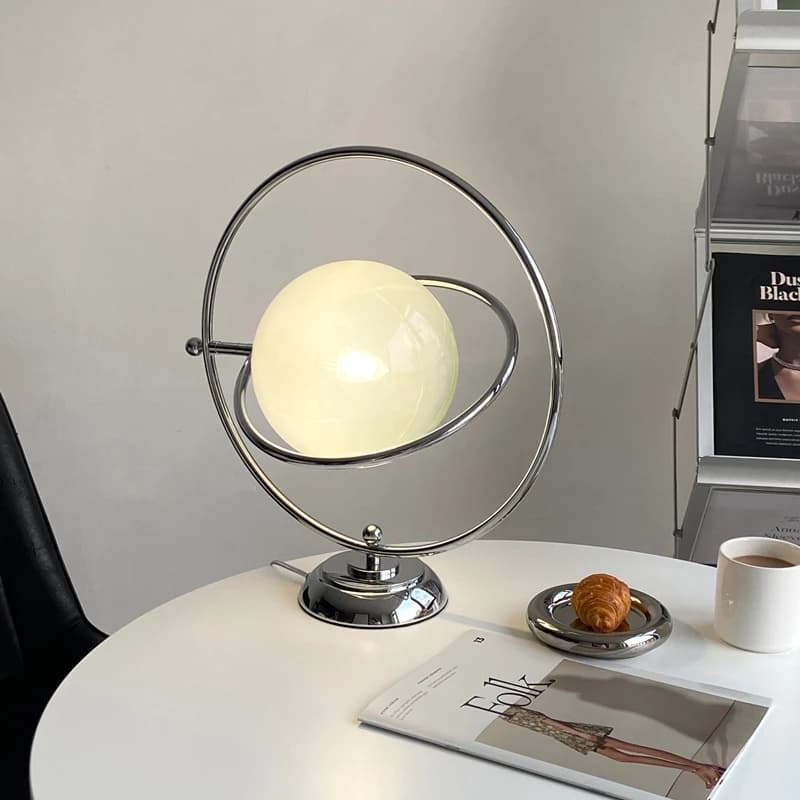 Lampada da tavolo Lampada da scrivania a LED vintage in metallo cromato per soggiorno, camera da letto, luce notturna, lampada da tavolo con arredamento nordico