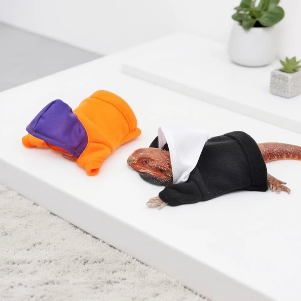 Felpa con Cappuccio Calda e Antivento per Rettili, Abbigliamento Morbido per Gechi con Blocchi di Colore, Giacche per Foto e Feste