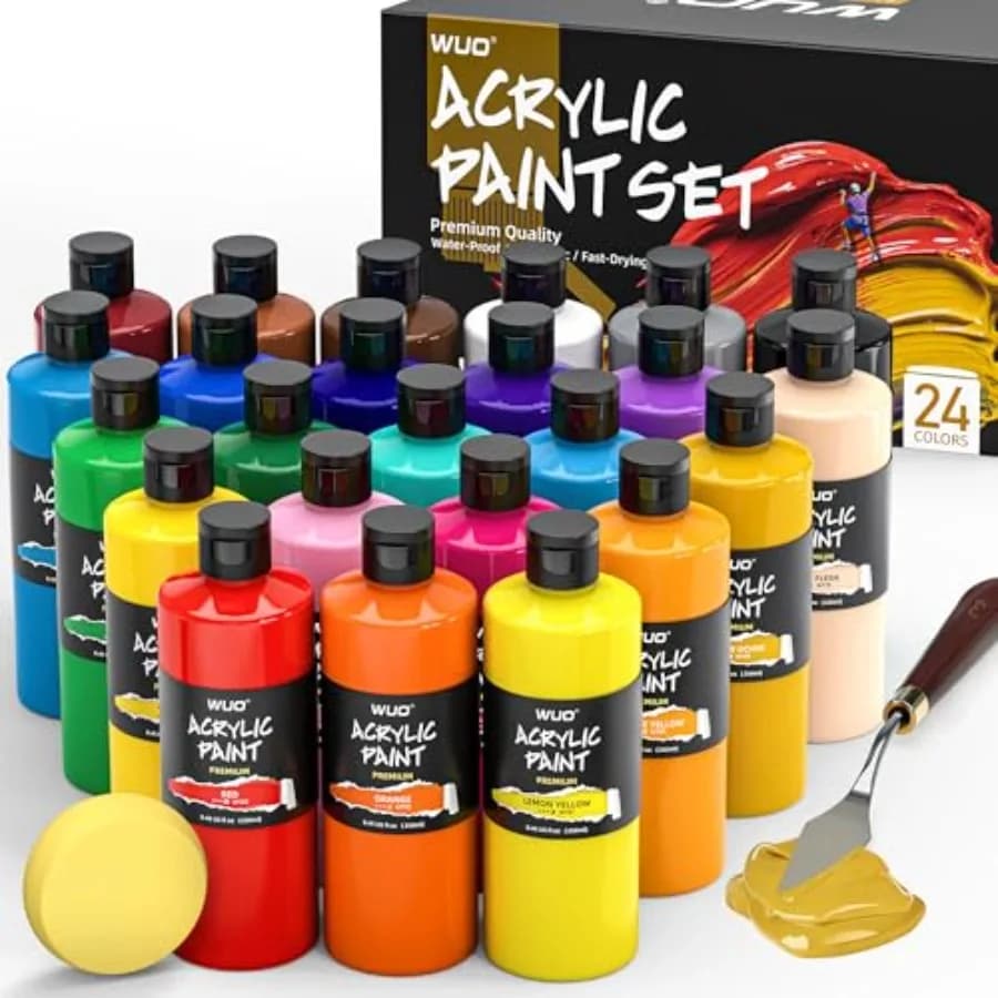 Professional Acrylic Paint Set, 250ml/8.45oz, Large Bulk Rich Pigment Acrylic Paint, Non-Toxic Multi Surface Art Supplies for A