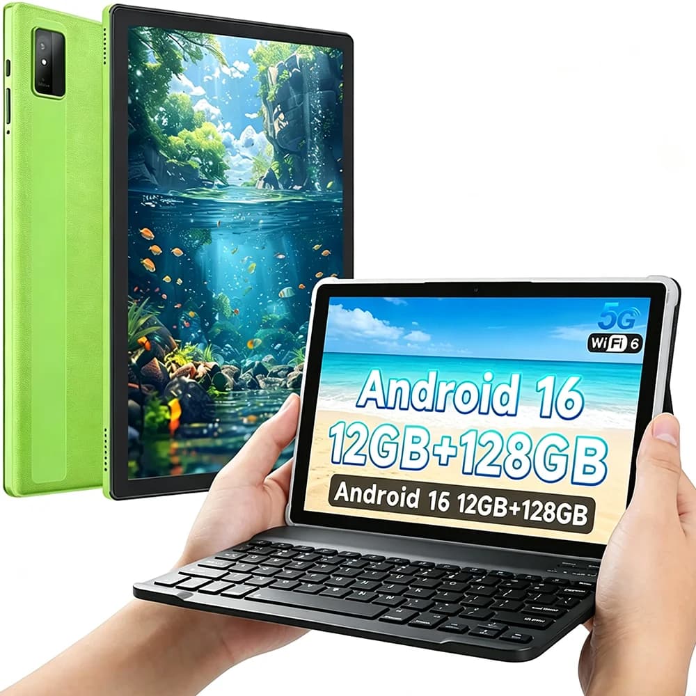 Paitanry Tablet Android 15 da 10.1" con Tastiera, 8GB RAM, 64GB ROM, Octa Core, Espandibile fino a 1TB, Batteria 5000mAh, WiFi 6, Tablet PC per Business e Apprendimento