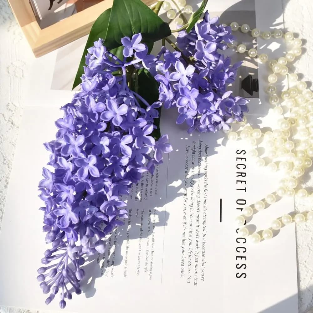 New Artificial Flower in Rose Silicone 75 Cm, Purple Fin Plants, Plastic Simulated Flowers for Wedding Decorations