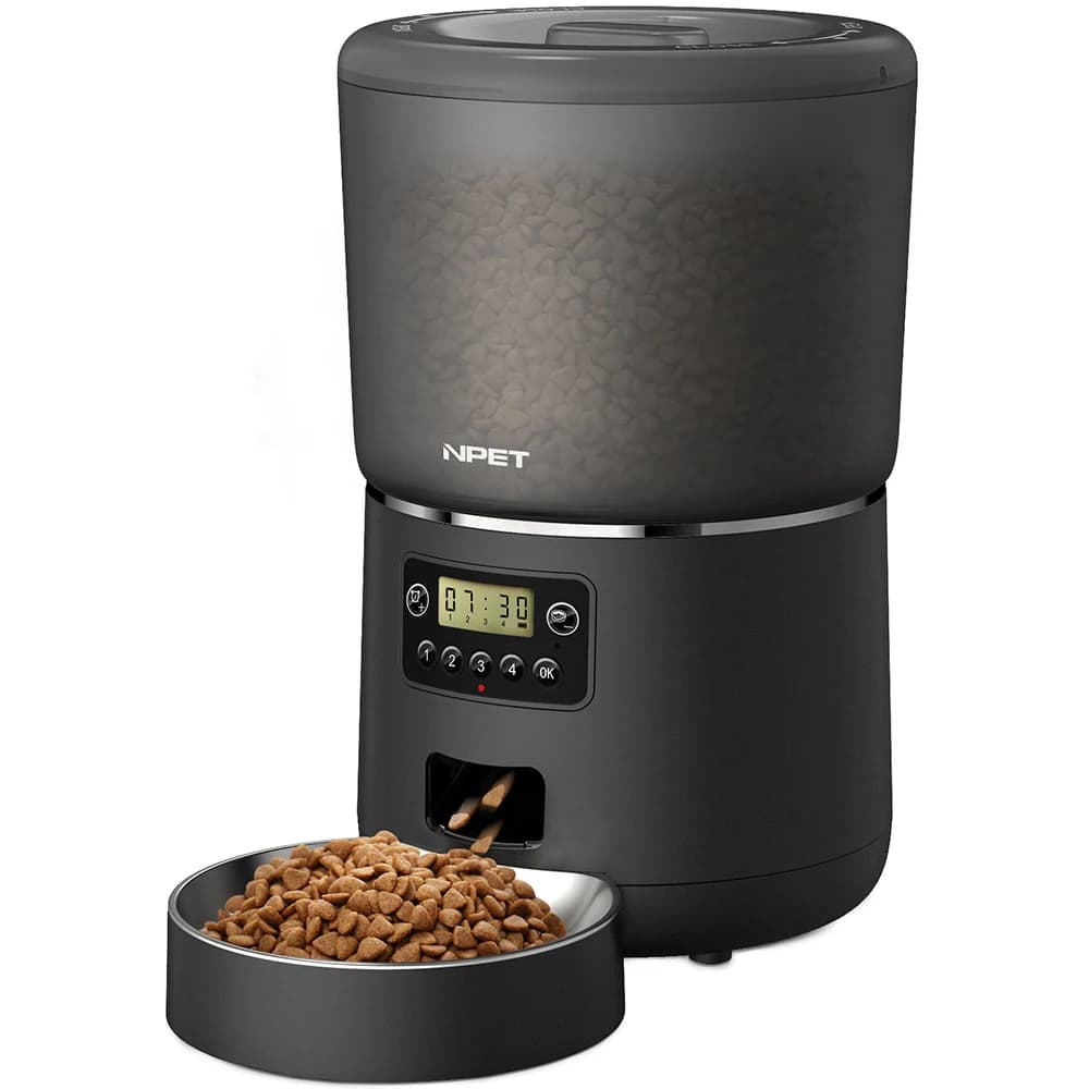 NPET 4L Mangiatoia automatica intelligente per animali domestici per cani gatti Animali multipli con ciotola in acciaio inossidabile Personalizza cibo sano 1-9 porzioni