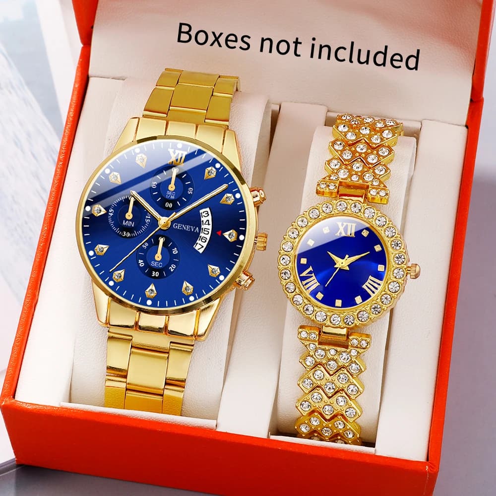 Coppia orologio al quarzo in lega da uomo e da donna, orologi casual e alla moda