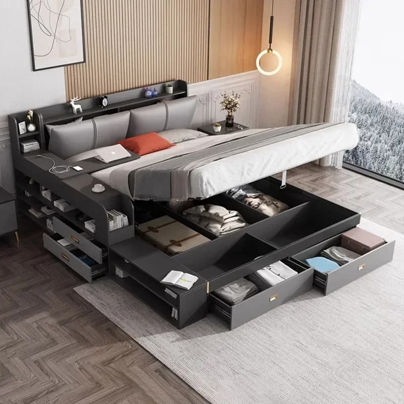 # Vendite calde Tappezzeria Villa Letto matrimoniale Designer Glamorous Moderno King Size Telaio letto Contenitore sicuro per dormire Cama Box Casal Furni