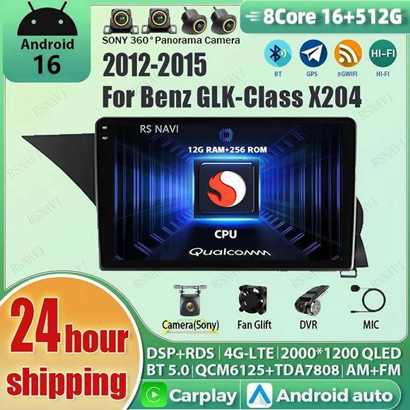 Android 15 Carplay Auto Qualcomm 2K Schermo Autoradio Lettore Multimediale Per Benz Classe GLK X204 2012 - 2015 Stereo GPS Wifi 4G BT