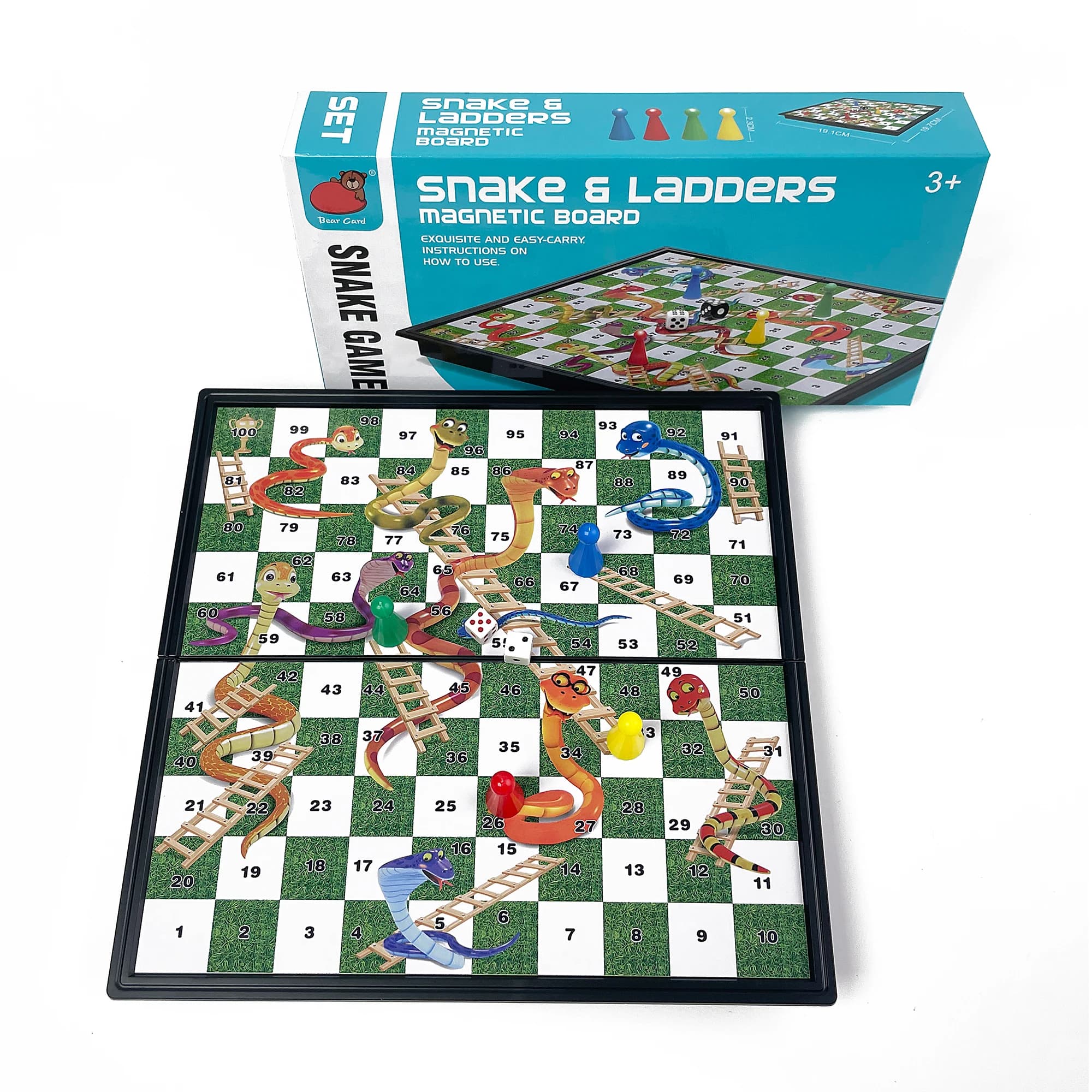 Gioco da Tavolo Pieghevole Magnetico Snake Ladder, Gioco di Scacchi Portatile da Viaggio, Gioco Interattivo per Famiglie, Puzzle per Bambini e Adulti, Idea Regalo