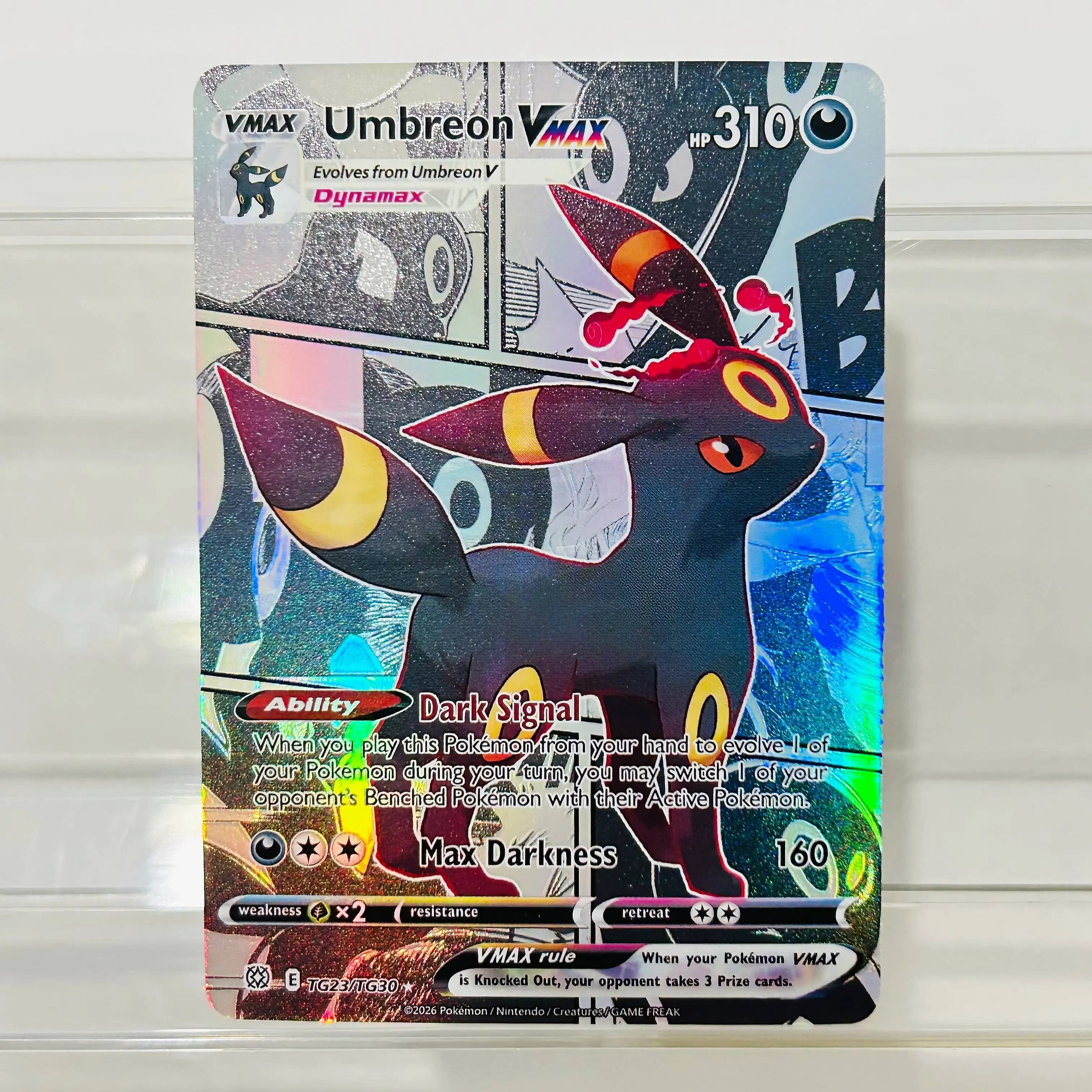 Pokemon Umbreon Vmax TG23/TG30 EN Version DIY Holographic Foil Texture Card, Perfect Condition Premium Anime Collection Card