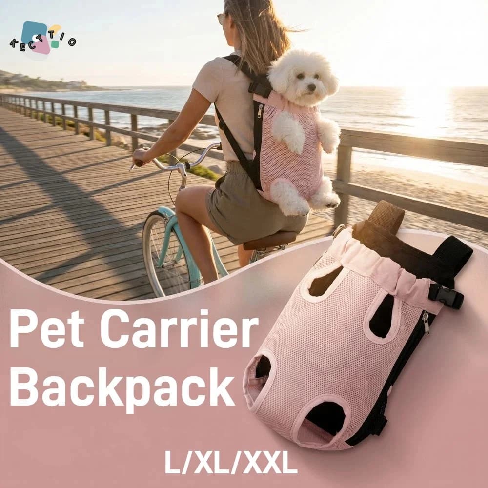 Borsa Frontale Traspirante in Rete per Animali Domestici, Zaino Portatile a Doppia Spalla, Tracolla Regolabile, Borsa Leggera per il Trasporto di Cani