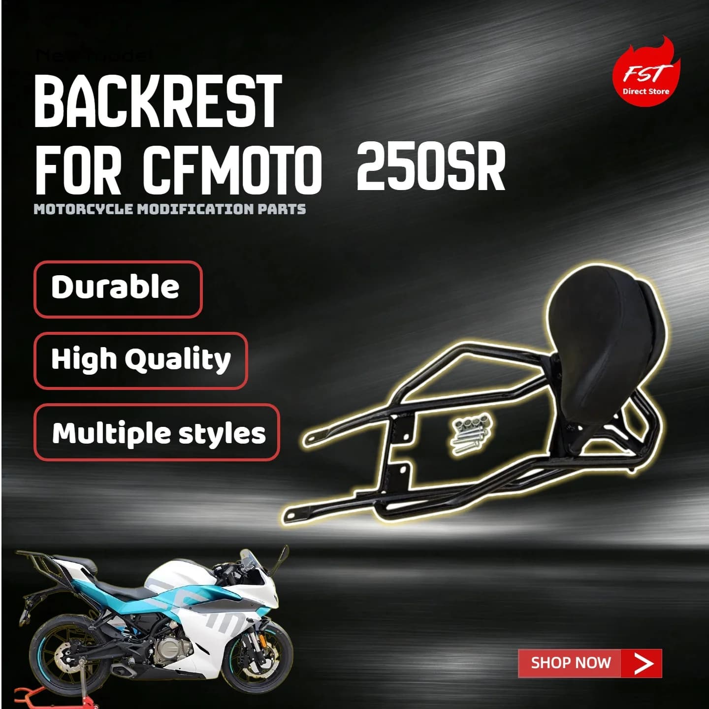 For CFMOTO 250SR Rear Backrest & Luggage Rack Mod Parts