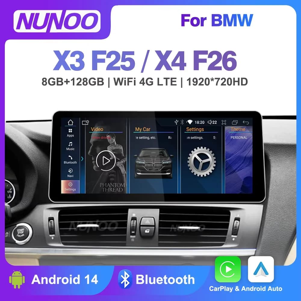 NUOVO Android 14 Schermo Per Auto Carplay Per BMW X3 F25 X4 F26 2010-2018 GPS Auto Lettore Multimediale di Navigazione 8 + 128GB Auto Radio Stereo