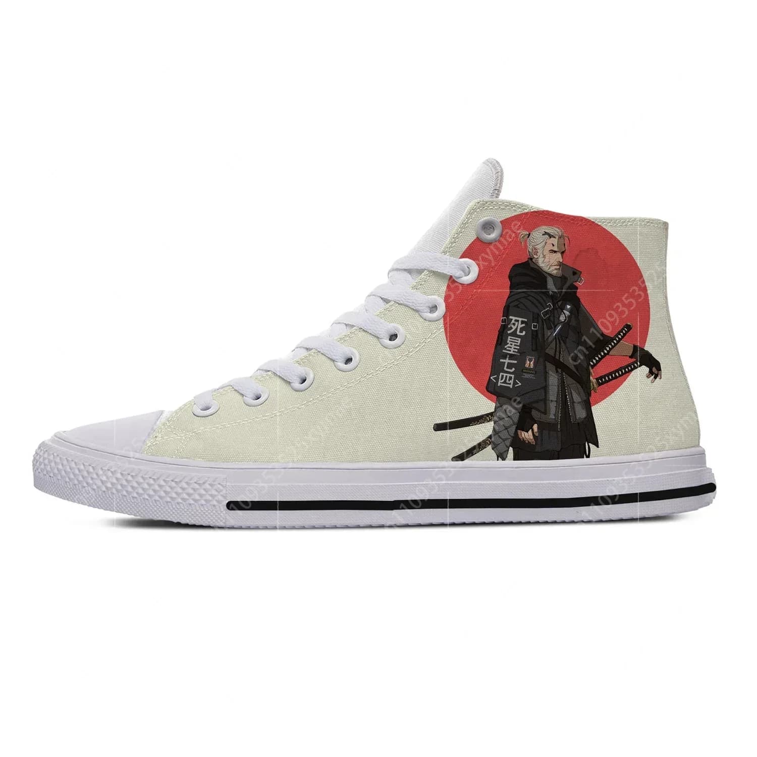 Scarpe da ginnastica alte Japan Samurai per uomo, donna e adolescente, scarpe casual alla moda, scarpe da corsa in tela, stampa 3D, scarpe leggere