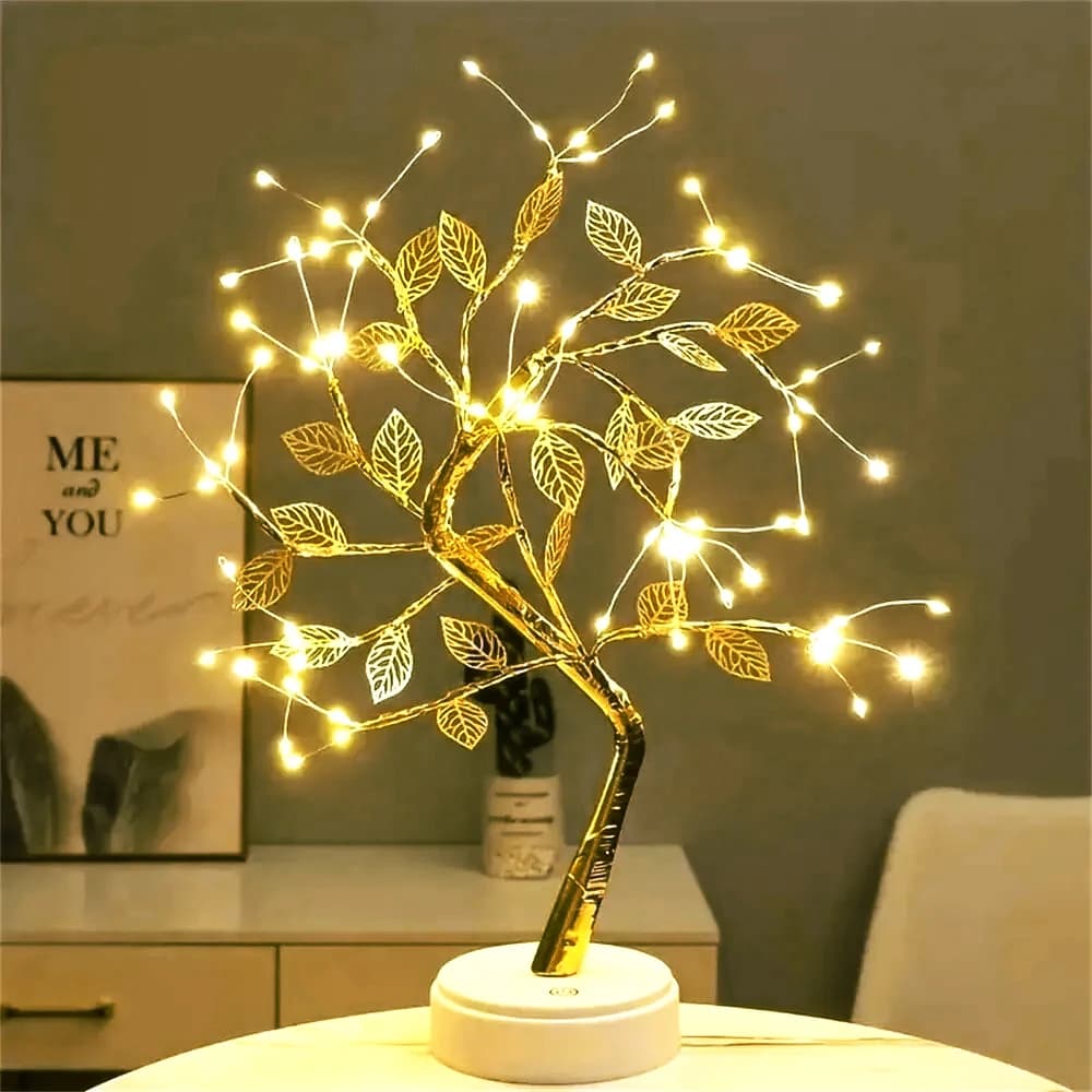 LED Tree Light USB Table Lamp Adjustable Tactile Switch Artificial Christmas Tree DIY Fairy Night Light Christmas Decoration for Home