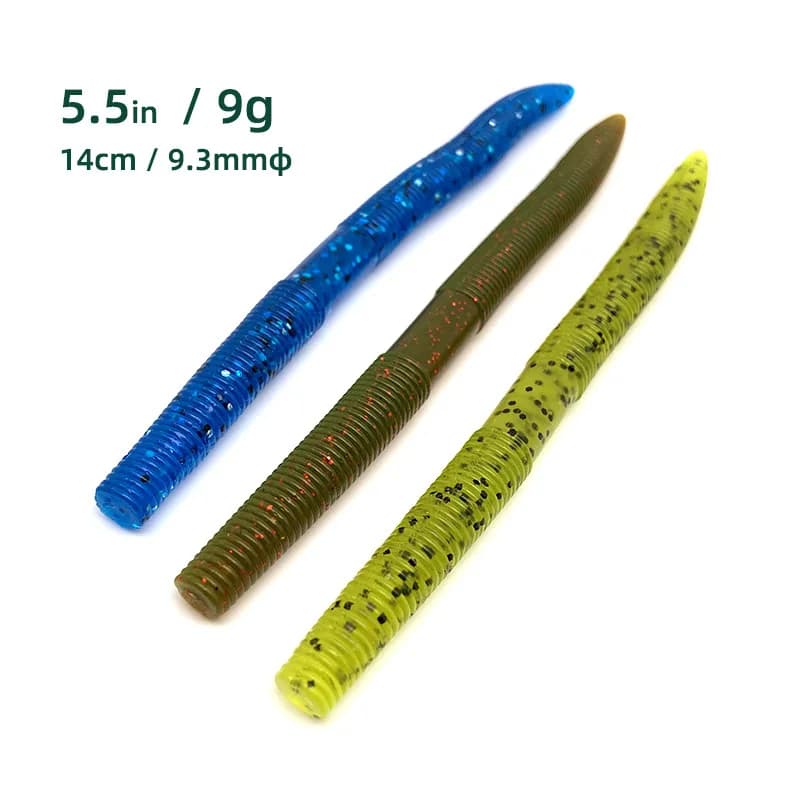 24pcs Salt‑Impregnated High‑Density 5.5" Worm Soft Bait, Bionic Earthworm Lure, Sink‑Slow No‑Weight for Bass & Mandarin Fish