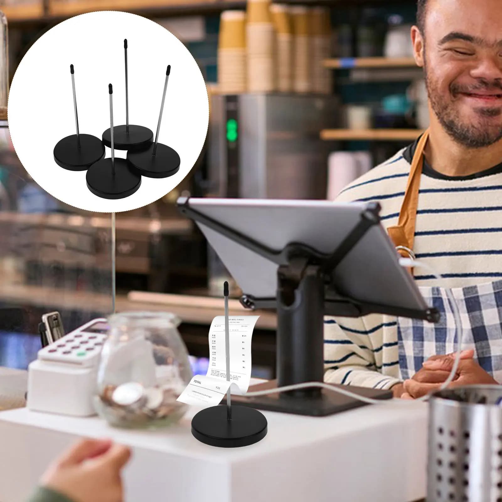 Set di 4 Porta-Notizie in Metallo con Punta, Organizzatore per Ricevute e Scontrini da Ristorante, Porta-Documenti da Scrivania Multiuso