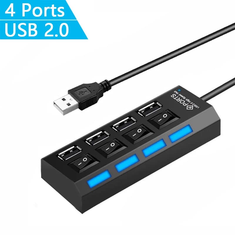 Hub USB 2.0 to 4 Doors, Splitter Multifunction, Interface extender, Laptop Hub, Multipurpose socket for USB flash drive, USB Splitter