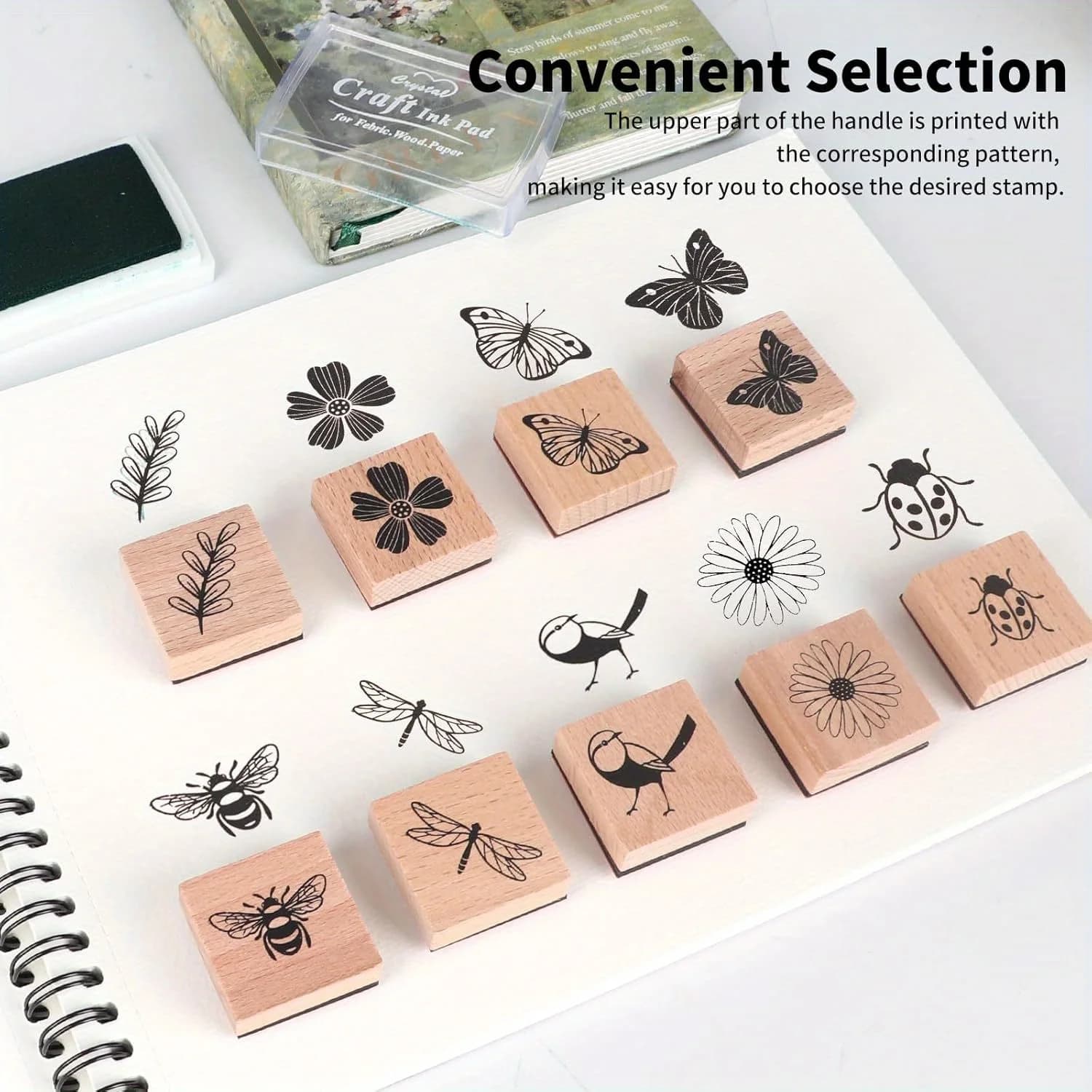 9 Pcs Of Vintage Wooden Rubber Stamps Seal For Making Natural Stamps Rubber Ink Stamp Set For DIY Art Craft Journal Scrapbooks