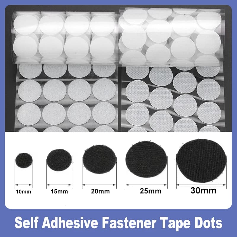 30/102 paia di punti di nastro adesivo di fissaggio 10/15/20/25/30mm nastro adesivo con colla forte nastro rotondo per gancio per monete bianco nero
