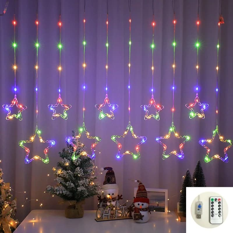1PC 3M Stella di Natale Tenda Luce Ramadan Atmosfera Luce decorativa USB Otto modalità Stringa di luce luminosa creativa romantica