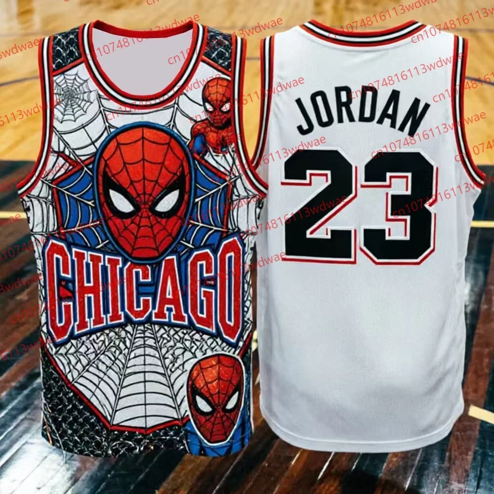 Maglia da basket Chicago Classic ad asciugatura rapida, maglia Marvel, maglia da basket Michael Jordan 23, maglia da basket Spider-Man