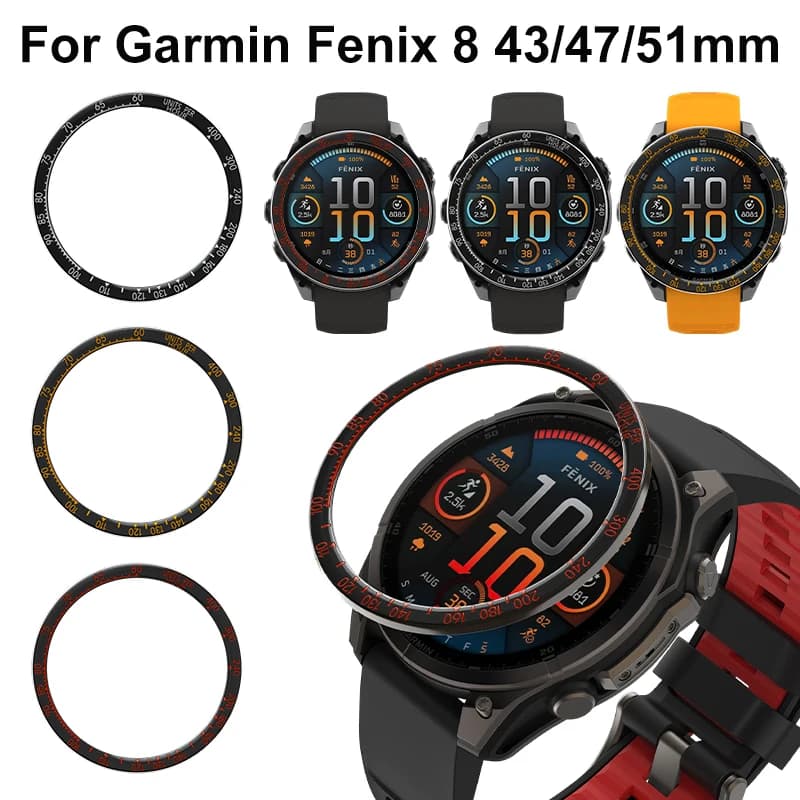 Custodia con anello con castone in metallo per Garmin Fenix 8/Quatix 8 47mm/51 Custodia protettiva per cinturino SmartWatch Fenix8 43mm Accessori per paraurti
