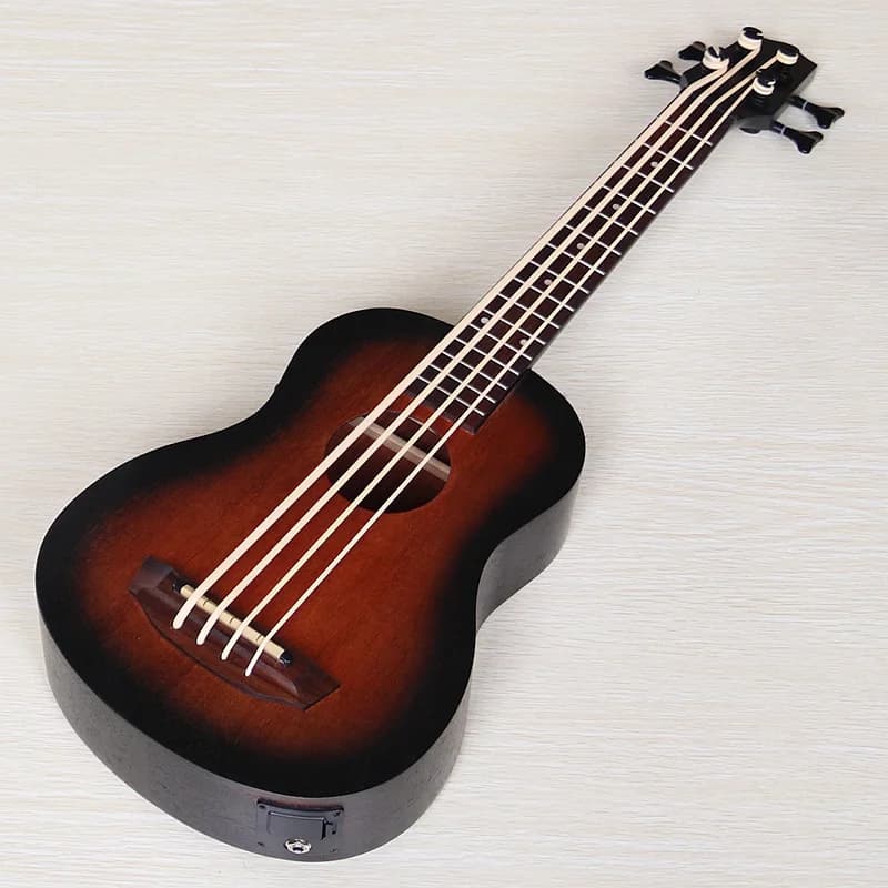 Electric Ukulele Bass Guitar 4 String 30 Inch Full Sapele Matte Sunburst Color Portable Mini Bass with EQ for Beginners