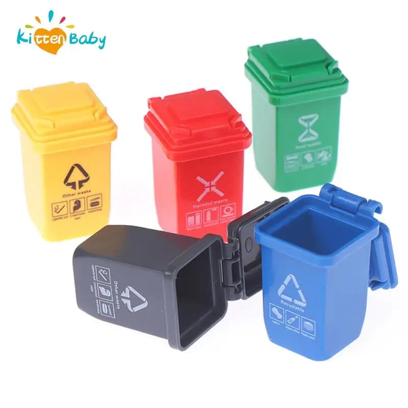 Simulazione 1:12 casa delle bambole Mini cestino giocattolo bidoni della spazzatura bidoni del veicolo bidone del veicolo giocattoli Kid simulazione mobili giocattolo regalo