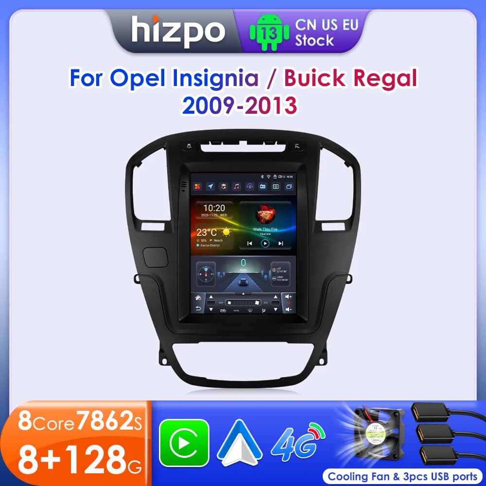 Hizpo Autoradio Stile Tesla Android 14 per Buick Regal Opel Insignia 2009-2013, Lettore Multimediale con Carplay e Navigazione GPS 9.7"