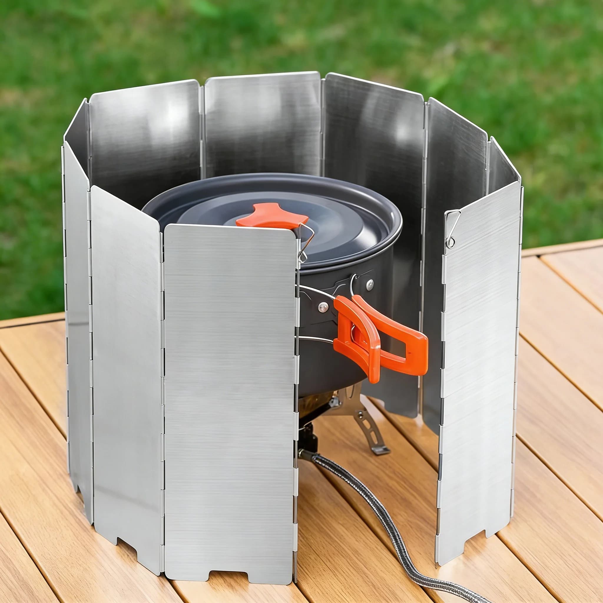 8 Ring Windscreen Aluminum Plates, Open Camping Screen, Picnic Equipment, Cooking Windproof