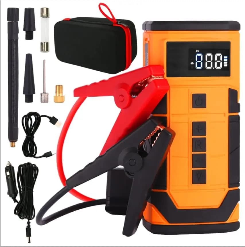 Avviatore d'Emergenza Portatile 3000A con Compressore d'Aria Digitale e Luce LED per Veicoli 12V - Benzina e Diesel