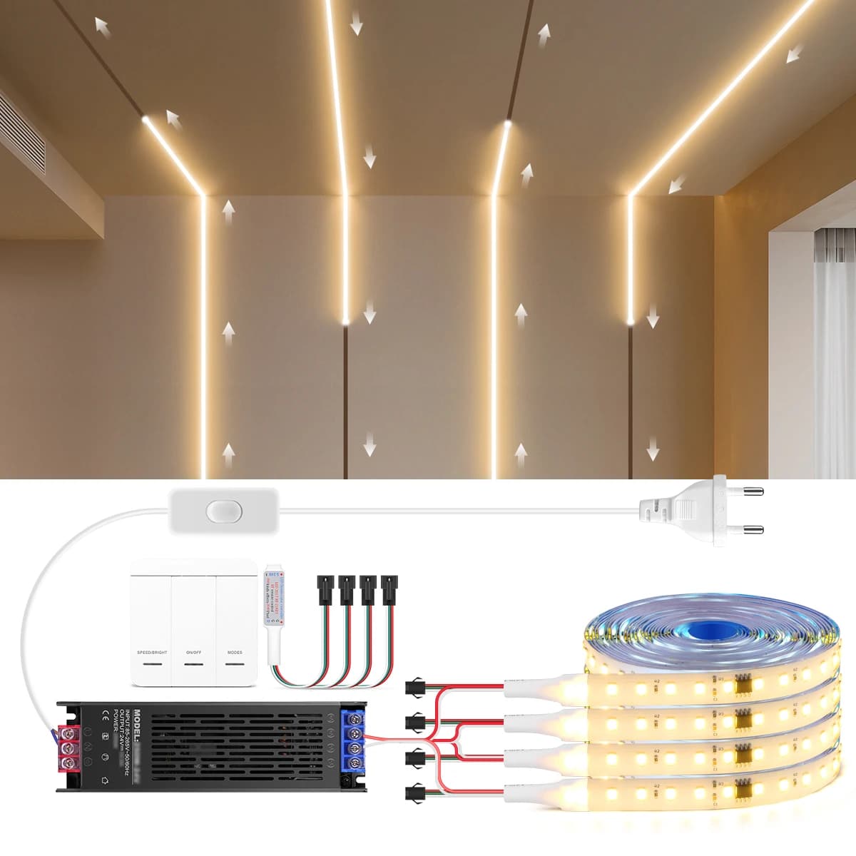 Smart Pixel indirizzabile WS2811 Striscia LED 5M 10M KIT Flusso d'acqua corrente Colpo di nastro LED per la decorazione dell'armadio del soffitto della parete