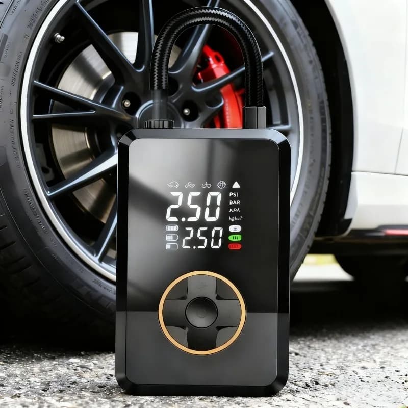 Compressore d'Aria Portatile per Auto, Gonfiatore Pneumatici Senza Fili con Manometro Digitale per Auto, Moto e Biciclette