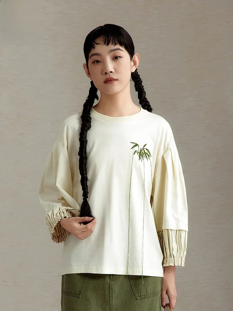 T-Shirt alla Moda a Maniche Corte con Collo Rotondo, Patchwork a Righe, Maniche Lunghe, in Cotone, Serie Romantica Unisex