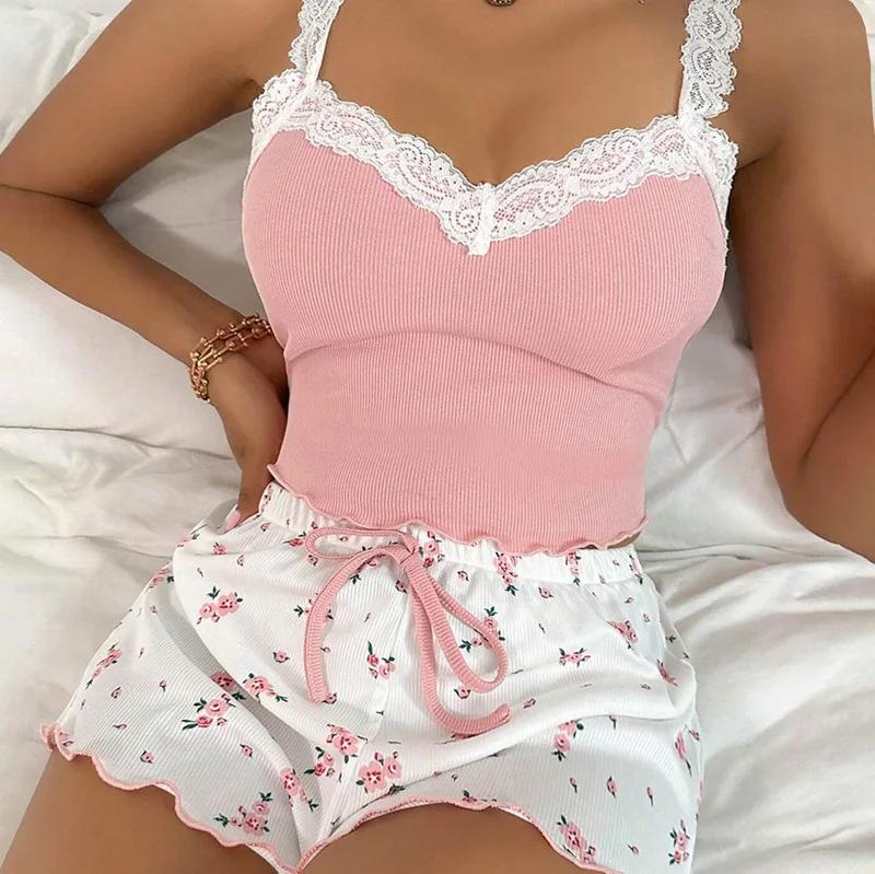 Set Pigiama Donna 2026 con Bretelle in Pizzo, Comodo ed Elastico, per Casa e Uscita