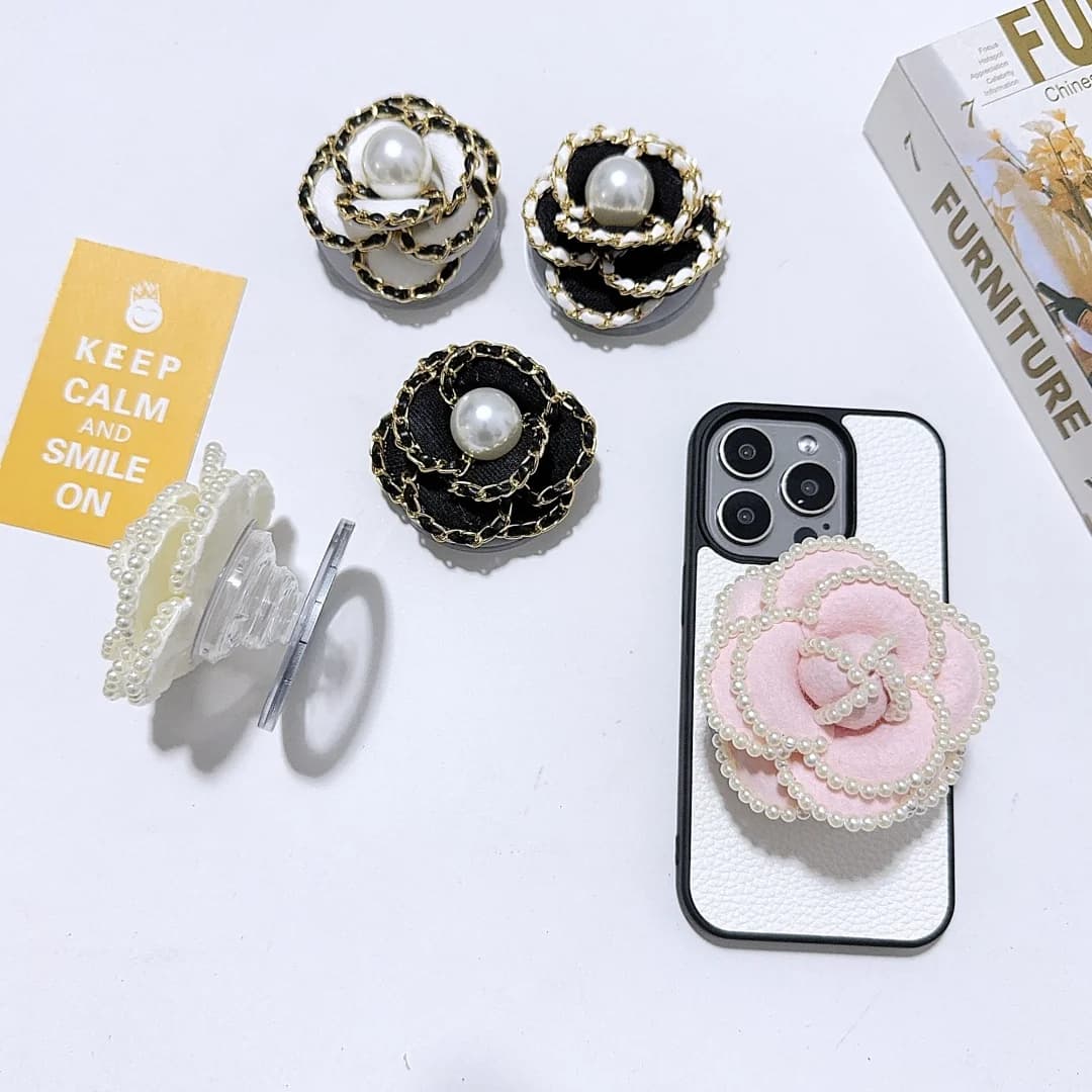 Nice Griptok phone support with 3D Rose magnetic suction bracket for iPhone Tok pocket grip support bracket