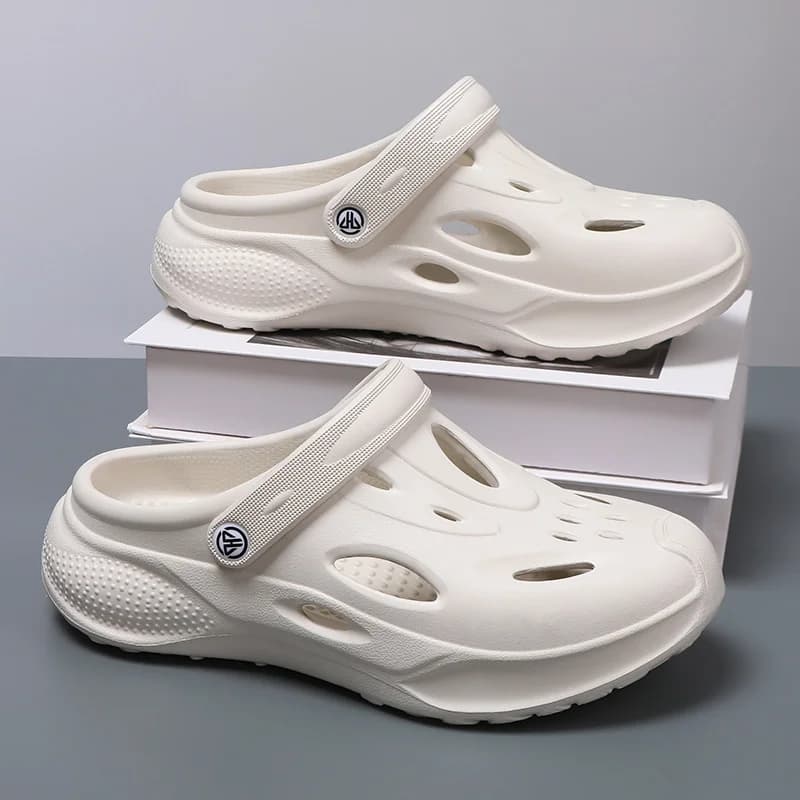 Ciabatte da uomo a punta chiusa, con suola spessa, traforate, traspiranti, antiscivolo, casual, estive, da spiaggia, alla moda