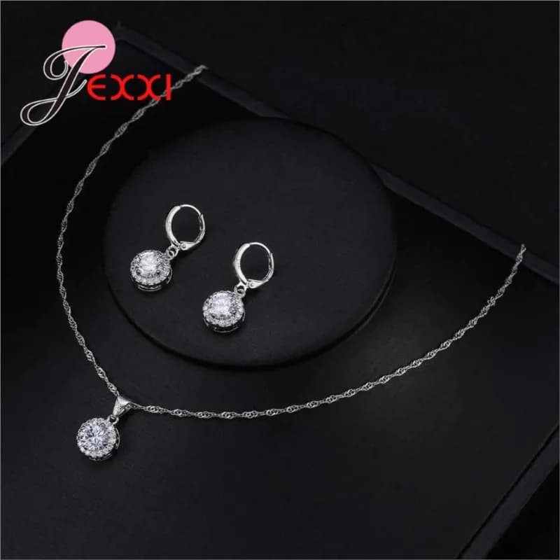 Migliori Set di Gioielli Classici Rotondi Romantici in Argento Sterling 925, Accessori per Matrimonio e Fidanzamento per Donne, Collana con Ciondolo e Orecchini