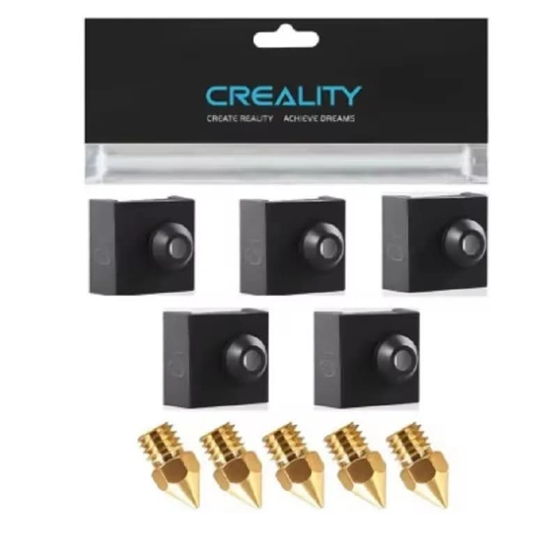 Stampante 3D ufficiale Creality 5 pezzi ugello in ottone 0.4mm + 5 pezzi coperchio in Silicone per blocco riscaldante per serie Ender-3/Ender serie 5