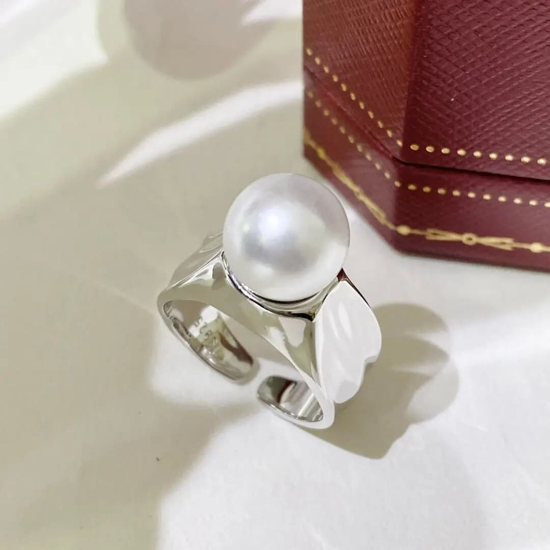 MeiBaPJ 10-11mm Naturale Nearround Perla Moda Anello Semplice FAI DA TE 925 Supporto In Argento Impostazione Fine Gioielli Da Sposa per Le Donne