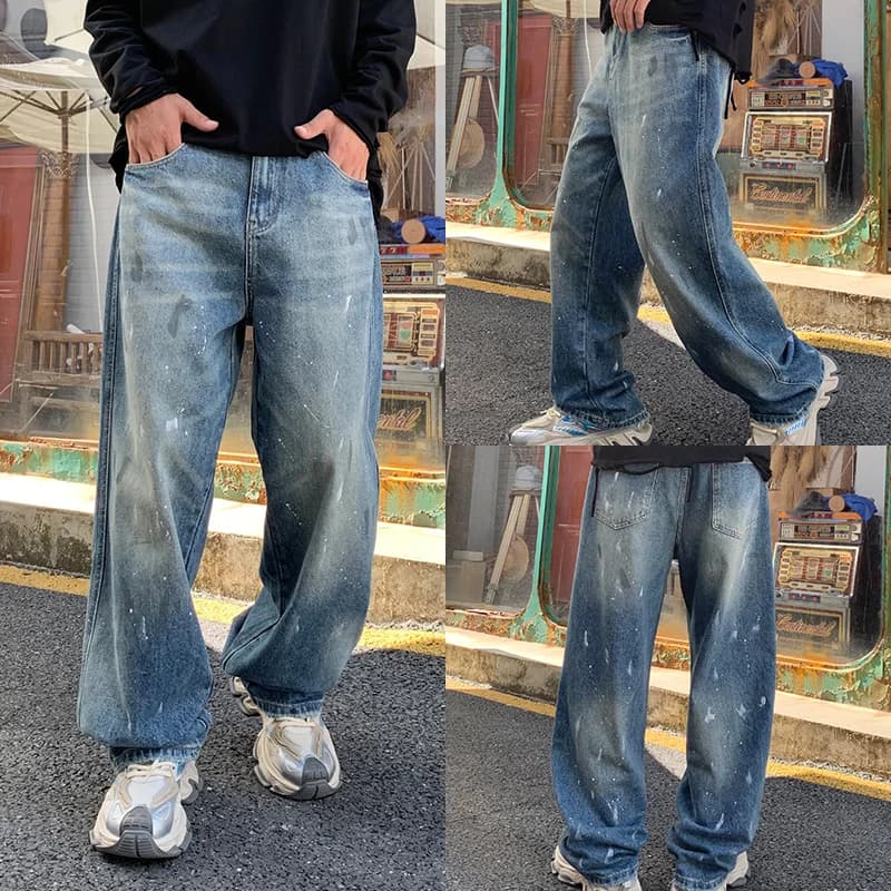 American Streetwear Graffiti Cargo Jeans per uomo Moda coreana Skateboard Jeans larghi Pantaloni in denim Hip Hop Pantaloni Kpop Uomo