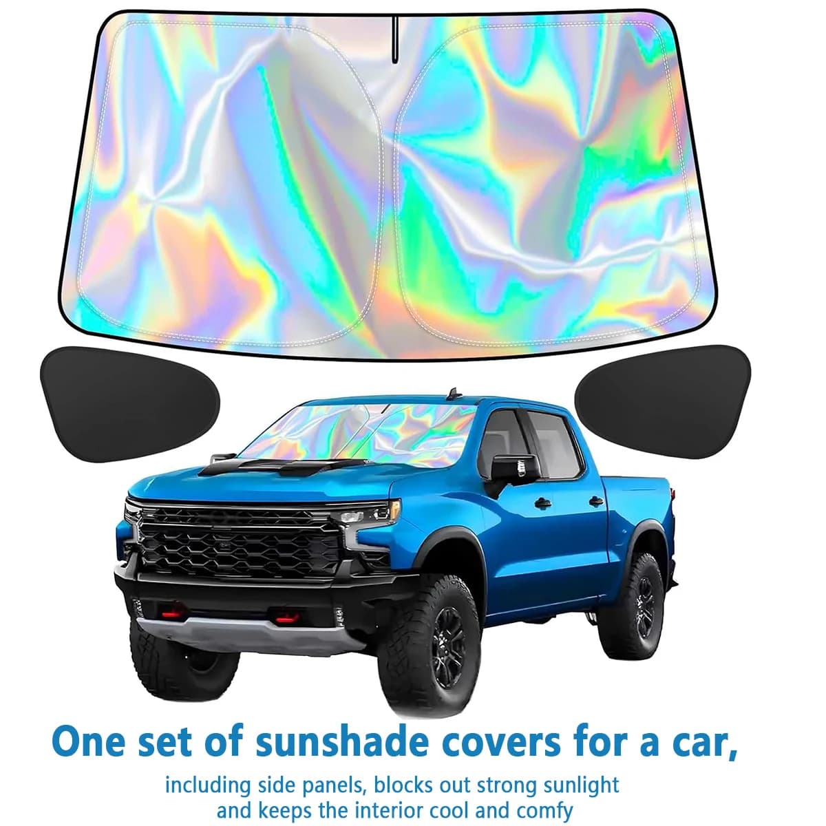 210T Car Front Windshield Sunshade & Front side window sunshade,Comes with Storage Bag for Cars,small Trucks 57.08 * 31.5 inchs