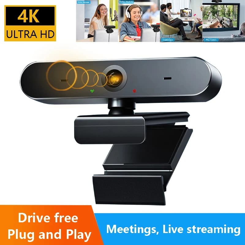 Webcam 4K PC USB fixed focus webcam with microphone Laptop Mini camera Full HD 1080P for live streaming conferences