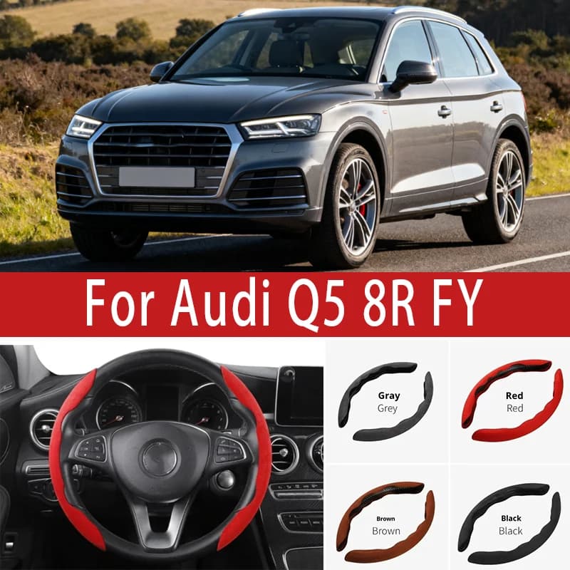 Per Audi Q5 8R FY 2008-2023 Coprivolante per auto 38CM Coprivolante in pelle scamosciata antiscivolo Accessorio per decorazione automatica