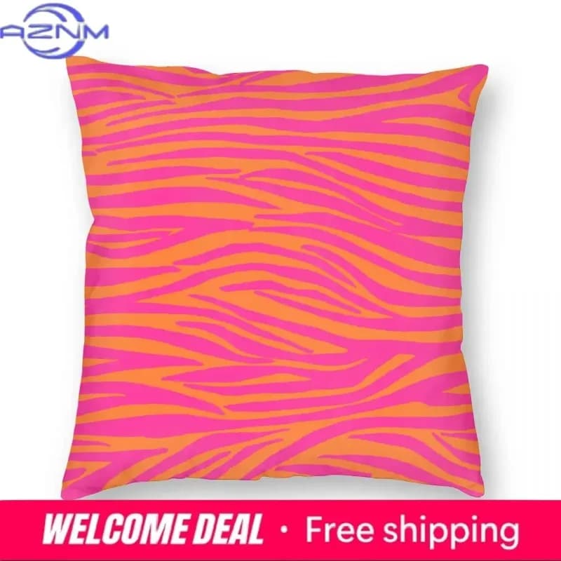 Federa per cuscino con strisce di zebra rosa e arancioni, stampa in poliestere, decorazioni per la casa, federa quadrata 45*45