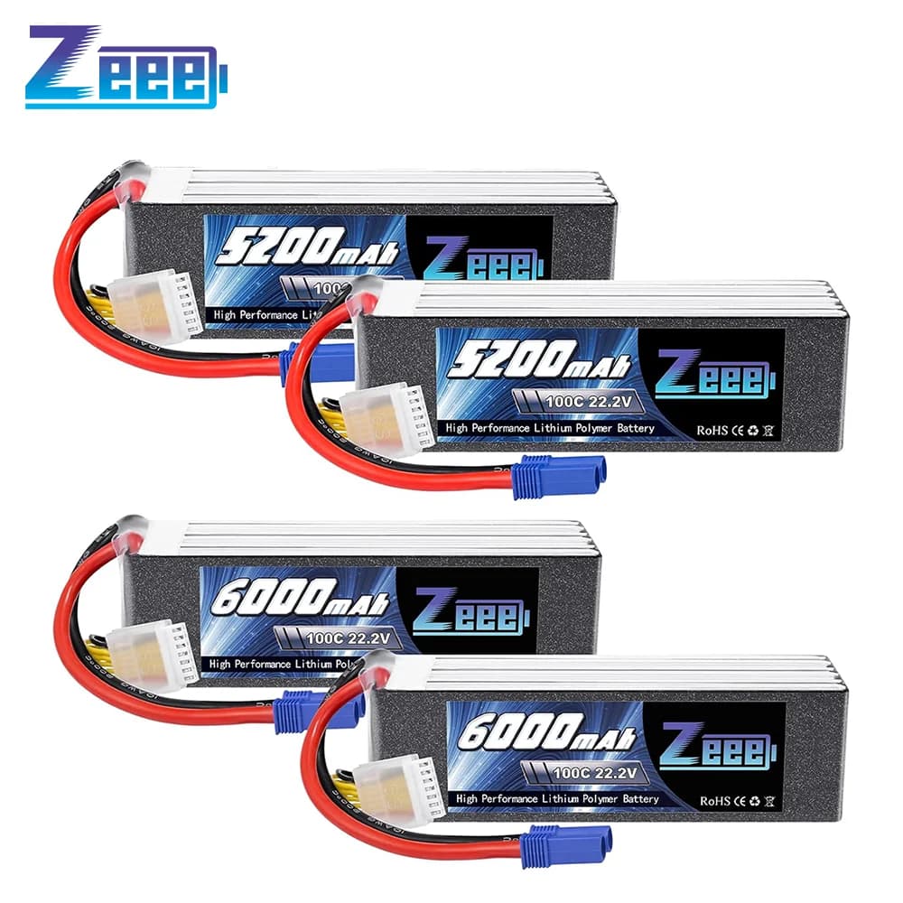 Batteria Zeee Lipo 6S 5200mAh 6000mAh 100C con connettore EC5 Custodia morbida per droni RC per auto, barche, aerei, FPV, adatti per parti del modello RC