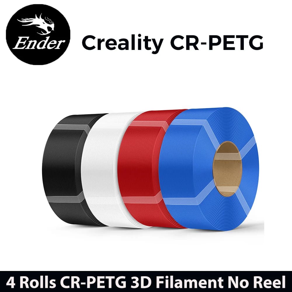 Creality PETG 4 rotoli di filamento di ricarica 4 kg senza bobina PETG 1,75 mm filamento 3D per tutte le stampanti 3D su bobina riutilizzabile 4 pezzi 1 kg di filamento