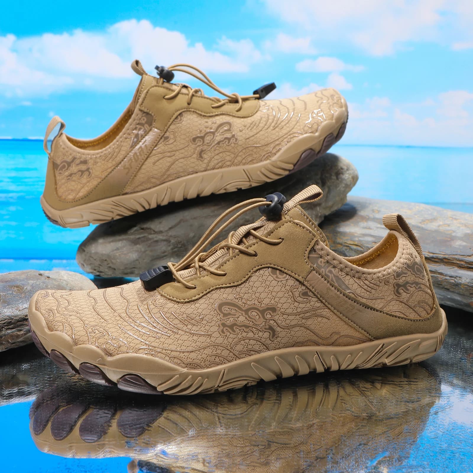 Scarpe Acquatiche Kaki Traspiranti ad Asciugatura Rapida per Uomo e Donna, Ideali per Spiaggia, Nuoto, Surf, Escursionismo e Trekking
