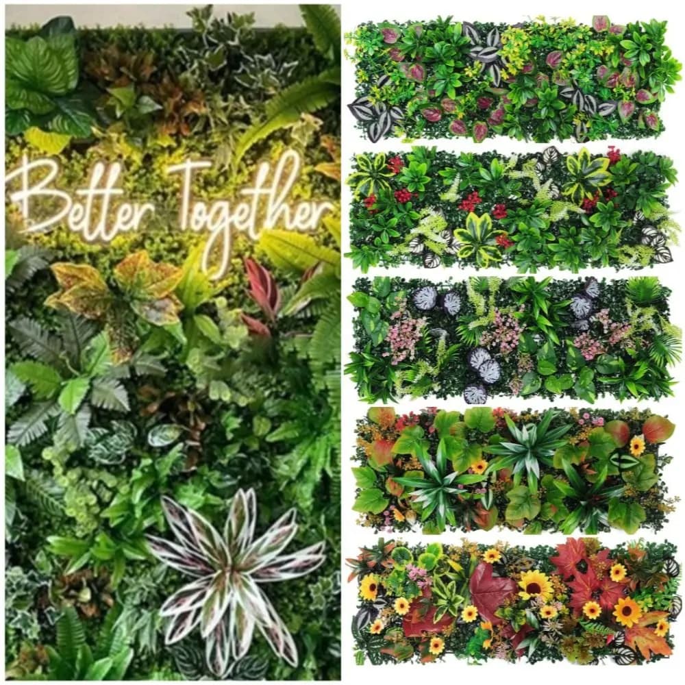 DIY Artificial Plant Wall Panel 75x25cm Flower Simulation Maple Plant Sheet UV Protection No Watering Fake Green Grass Mat