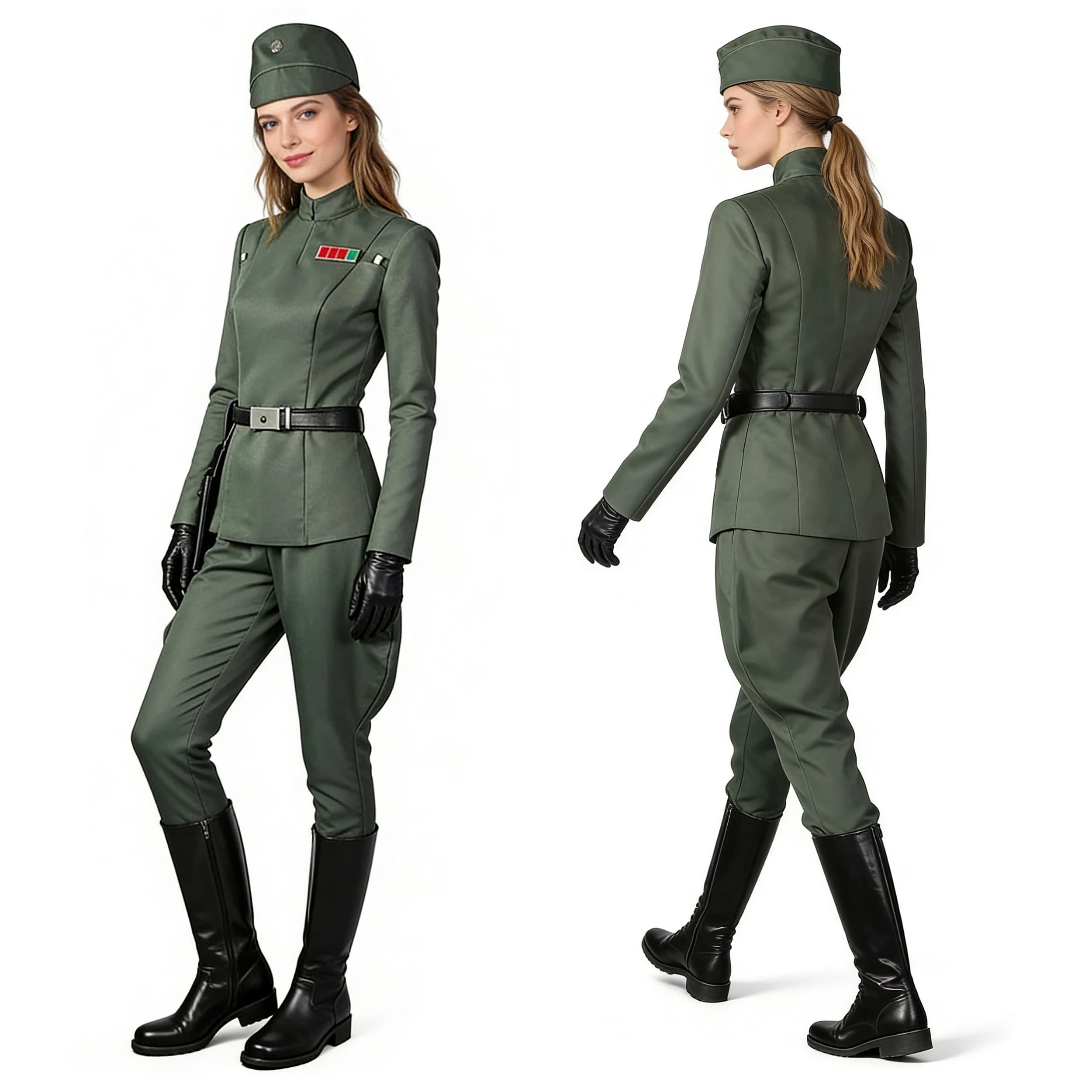 Movie Style Jedi Warrior Cosplay Costume Tunic Robe Galactic Empire Officer Uniform Outfits Halloween Carnival Suit With Hat