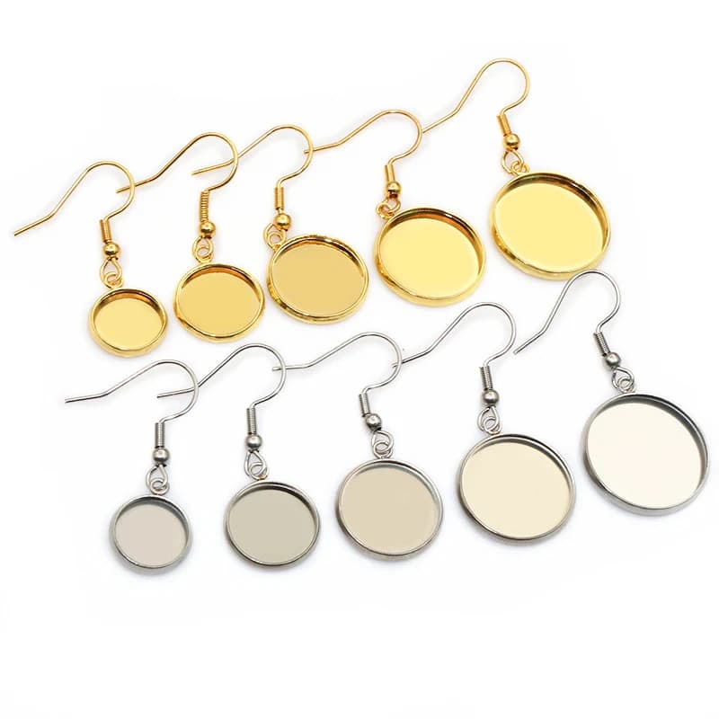 10 pz 8-30mm Formato Interno Cabochon Vassoio Base Vuota con Ganci Per Orecchini In Acciaio Inox Gioielli FAI DA TE Che Fanno Accessori Risultati