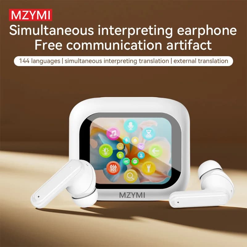 Auricolari Bluetooth MZYMI per Traduzione Wireless, Traduzione in 144 Lingue, Bluetooth 5.4, Cuffie Multifunzionali Senza Fili